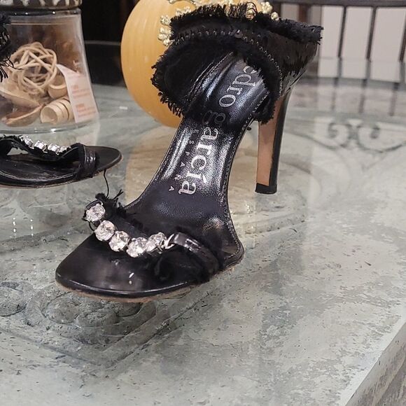 pedro Garcia Sequin & Swarovski Crystal Strapy Heels - Picture 7 of 9